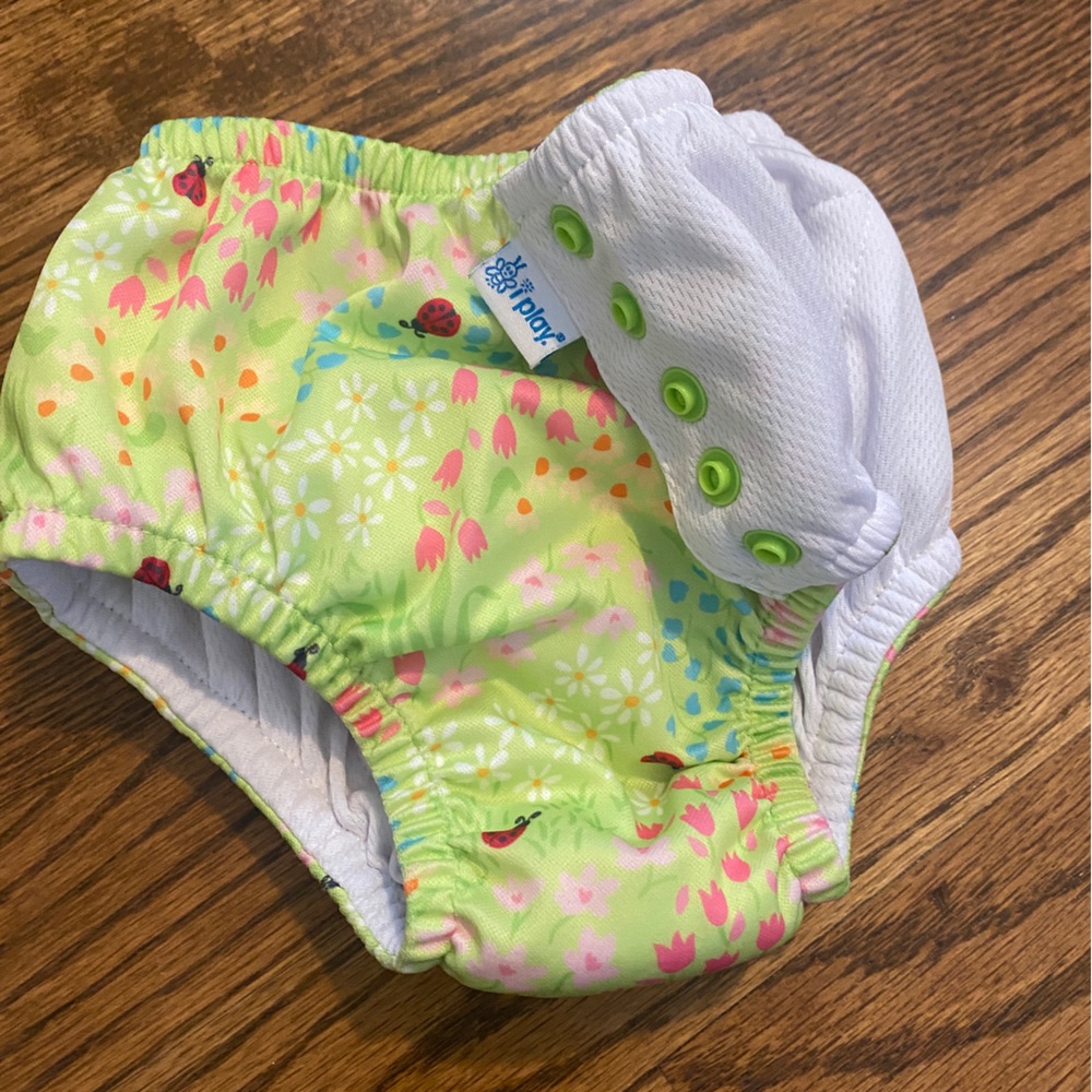 iplay brand reusable swim diaper/rash guard, green floral size 24mo